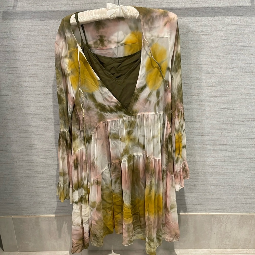 Boho tie dye dress with slip